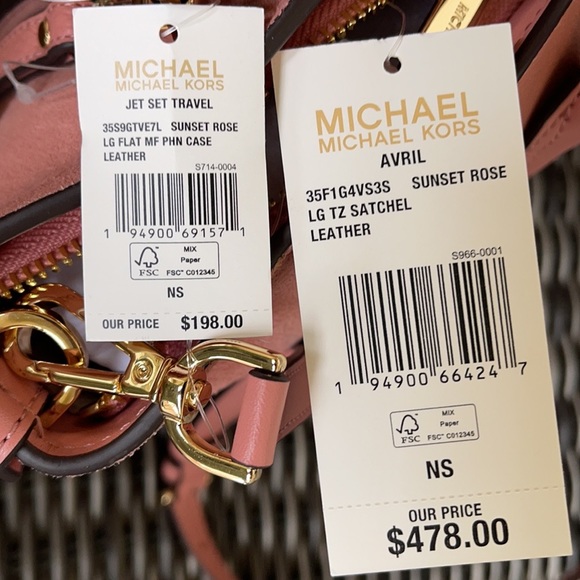 Michael Kors Avril Top Zip Satchel Shoulder Bag & Flat MF Phone Case Wallet - Picture 14 of 16